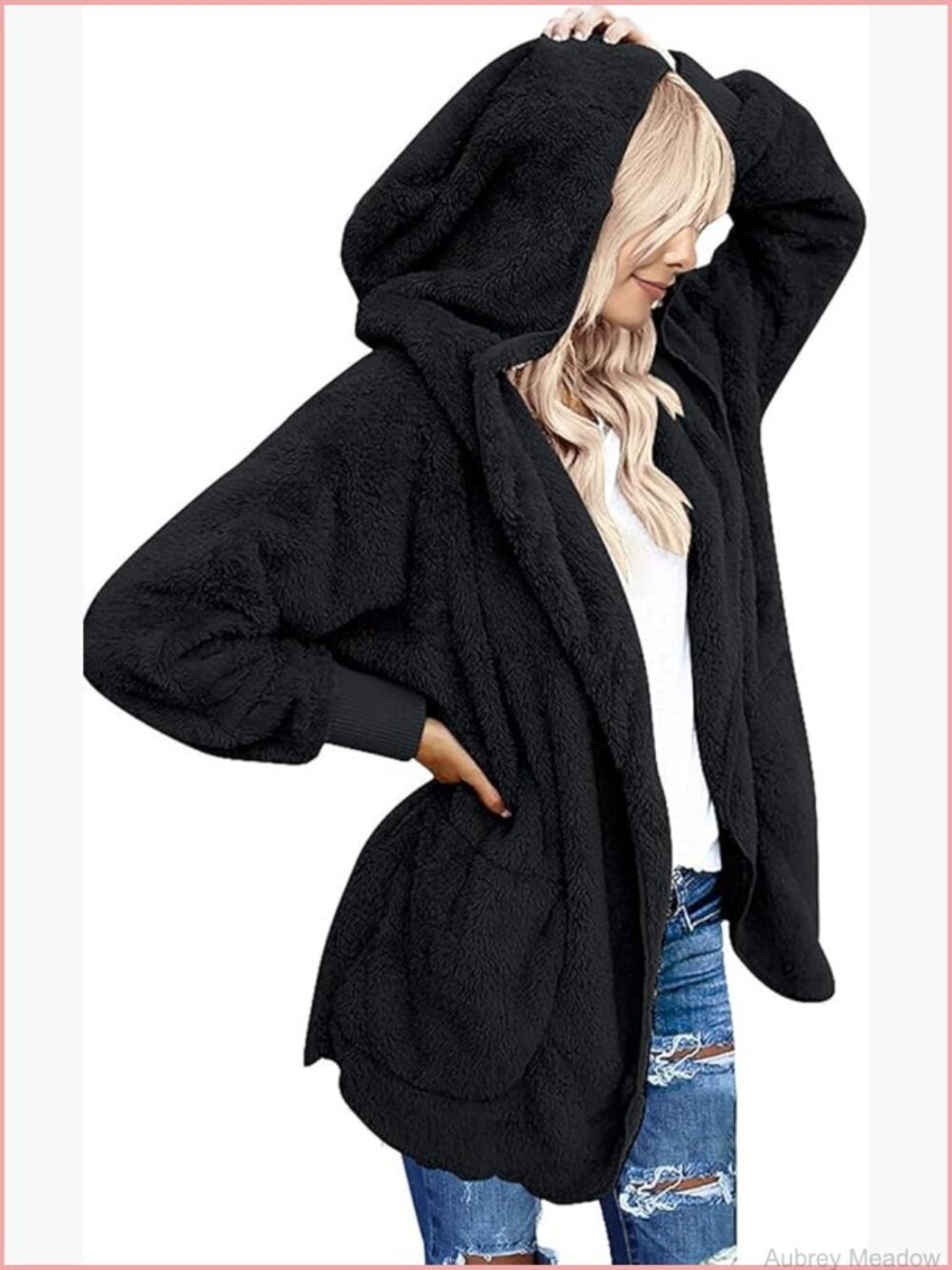 Oversized Sherpa Fleece Jacket Long Cardigan Women Plus Size Coats with Pockets